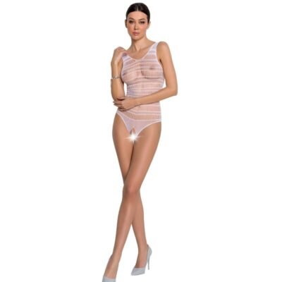 PASSION - WOMAN BS086 BODYSTOCKING BLANCO TALLA ÚNICA