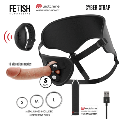 3861 FETISH SUBMISSIVE CYBER STRAP - ARNÉS CON DILDO Y BALA CONTROL REMOTO TECNOLOGÍA WATCHME S