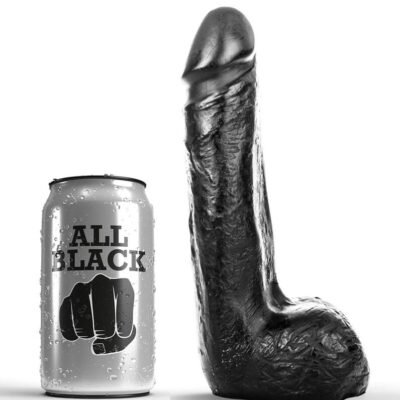 961 ALL BLACK - DILDO REALÍSTICO NEGRO SUAVE 20 CM
