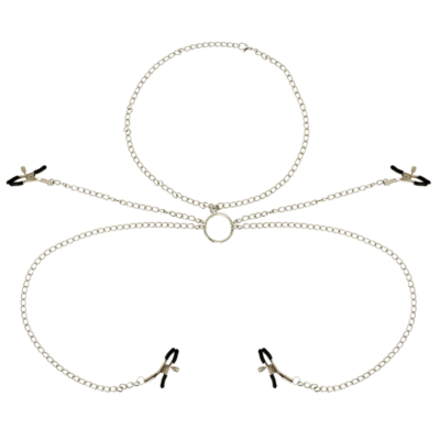 OHMAMA FETISH - 4 PINZAS PEZONES CON COLLAR DE CADENAS
