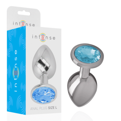 11743 INTENSE - PLUG ANAL METAL ALUMINIO CON CRISTAL AZUL TALLA L