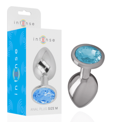 11742 INTENSE - PLUG ANAL METAL ALUMINIO CON CRISTAL AZUL TALLA M