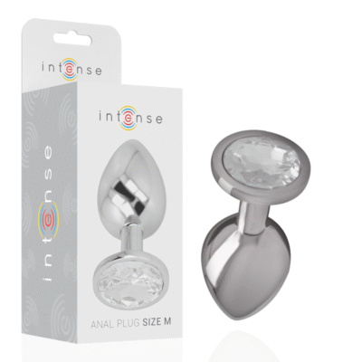 11739 INTENSE - PLUG ANAL METAL ALUMINIO CON CRISTAL PLATA TALLA M