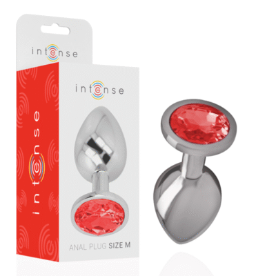11733 INTENSE - PLUG ANAL METAL CON CRISTAL ROJO TALLA M