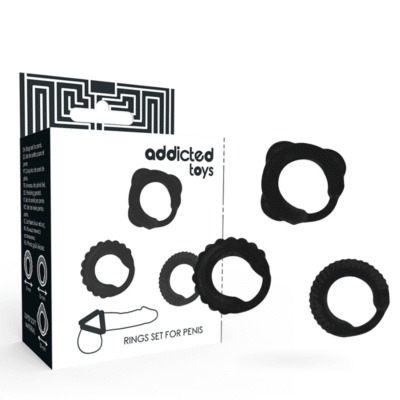 5003 ADDICTED TOYS - SET 3 ANILLOS PENE NEGRO