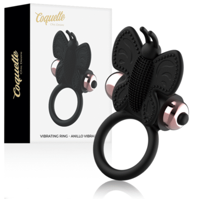 5071 COQUETTE CHIC DESIRE - COCK RING BUTTERFLY ANILLO VIBRADOR NEGRO / GOLD