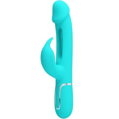 8244 PRETTY LOVE - KAMPAS VIBRADOR RABBIT 3 EN 1 MULTIFUNCIÓN CON LENGUA VERDE AGUA