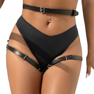 12848 SUBBLIME - ARNÉS CINTURA Y PIERNAS CUERO NEGRO TALLA ÚNICA