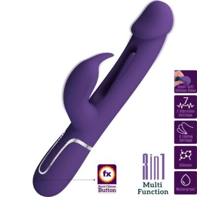 8291 PRETTY LOVE - KAMPAS VIBRADOR RABBIT 3 EN 1 MULTIFUNCIÓN CON LENGUA VIOLETA