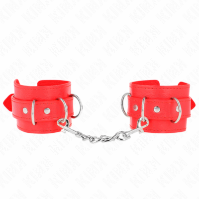 KINK - MUÑEQUERAS CON 3 ANILLAS EN D AJUSTABLE ROJO 17.5-25 CM X 6 CM