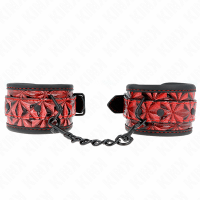 KINK - MUÑEQUERAS CON PATRÓN DE DIAMANTES ROJO OSCURO AJUSTABLE 17-26 CM X 5.5 CM