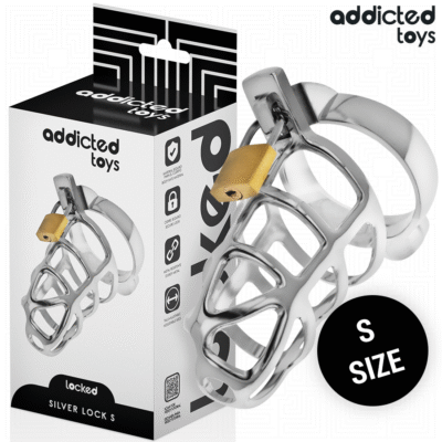 ADDICTED TOYS LOCKED - SILVER LOCK JAULA PARA PENE DE METAL TALLA S