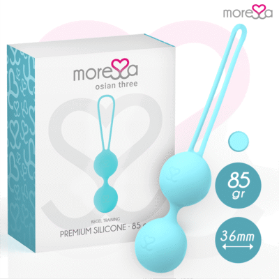 6999 MORESSA - OSIAN THREE ENTRENAMIENTO SUELO PELVICO 85 gr PREMIUM SILICONA TURQUESA