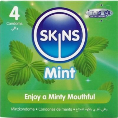 SKINS - PRESERVATIVOS PREMIUM SABOR MENTA PACK 4