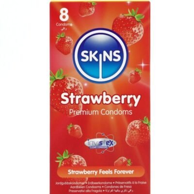 SKINS - PRESERVATIVOS PREMIUM SABOR FRESA PACK 8