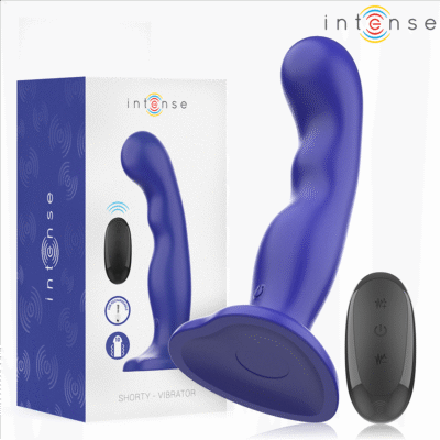INTENSE - SHORTY VIBRADOR CON VENTOSA AZUL CONTROL REMOTO