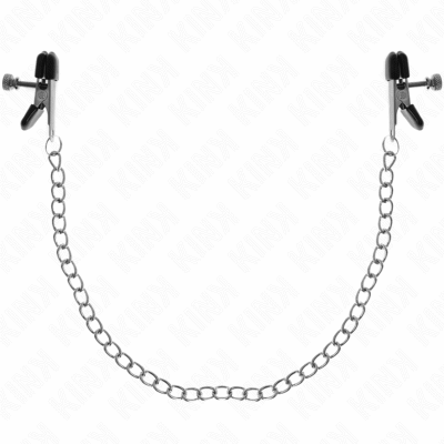 KINK - PINZAS PARA PEZONES PLANAS NEGRO CON CADENA PLATEADO 34 CM