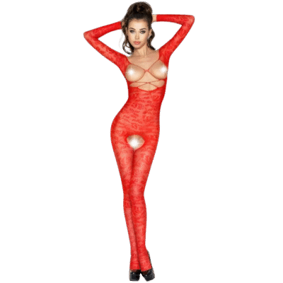 13604 PASSION - WOMAN BS031 BODYSTOCKING ROJO TALLA ÚNICA