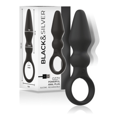 BLACK&SILVER - OZZY POTENTE VIBRADOR PLUG ANAL SILICONA