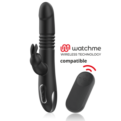 71349 BLACK&SILVER - KENJI VIBRADOR RABBIT UP & DOWN COMPATIBLE CON WATCHME