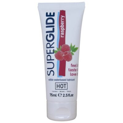 73435 HOT - SUPERGLIDE LUBRICANTE COMESTIBLE BASE AGUA FRAMBUESA 75 ML