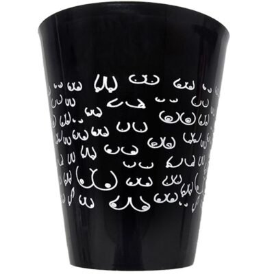 75709 DIABLO PICANTE - VASO NEGRO 500 ML CON TETAS BLANCAS