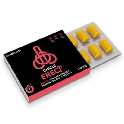 74184 WUG ERECT ? 1 X 8 UDS | Chicle funcional con Maca, Zinc y Vitaminas para potenciar la energía y el rendimiento masculino