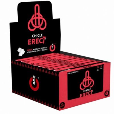 74185 WUG ERECT ? DISPLAY 12 X 8 UDS | Chicle funcional con Maca, Zinc y Vitaminas para potenciar la energía y el rendimiento masculino