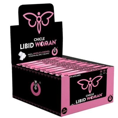 74205 WUG LIBID WOMAN ? DISPLAY 12 X 8 UDS | Chicle funcional con Maca, Ginseng Femenino y Zinc para potenciar la vitalidad femenina