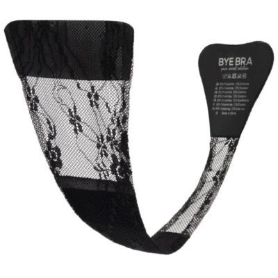 BYE-BRA - TANGA ADHESIVO ENCAJE NEGRO TALLA ÚNICA