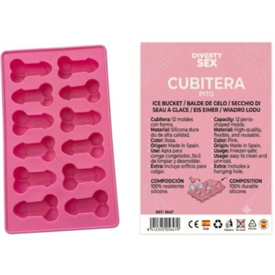 77794 DIABLO PICANTE - 12 PENISES HARD SILICONE HANGING ICE BUCKET PINK