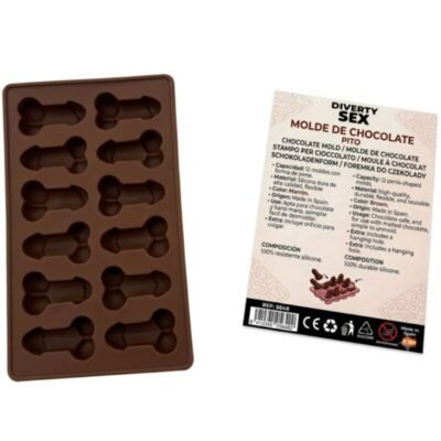 DIABLO PICANTE - CHOCOLATE MOLD WITH 12 SILICONE PENISES FOR HANGING RED