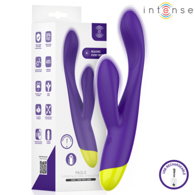 79376 INTENSE - PAOLO RECHARGEABLE RABBIT STIMULATOR FOR G-SPOT AND CLITORIS