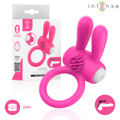 81047 INTENSE - HOPPS VIBRATING PENIS RING WITH CLITORAL STIMULATION PINK