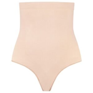 BYE-BRA - SOFT TOUCH SEAMLESS HIGH WAIST THONG BEIGE SIZE M