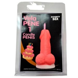 DIABLO PICANTE - PENIS CANDLE IN THE SHAPE OF THE NUMBER 1 PINK COLOR