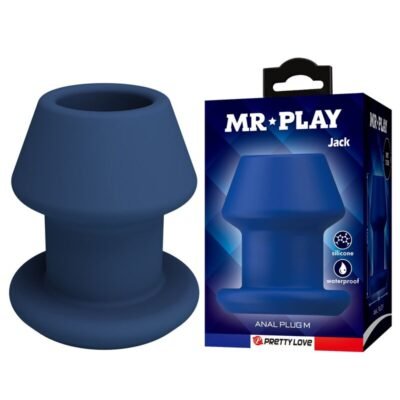 82343 MR PLAY - JACK BLUE SILICONE HOLLOW ANAL PLUG SIZE M
