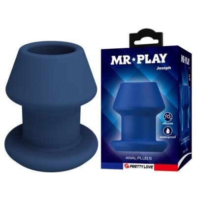 82499 MR PLAY - JACK BLUE SILICONE HOLLOW ANAL PLUG SIZE S