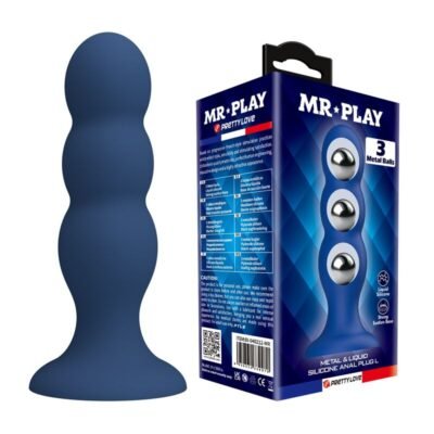 MR PLAY - ANAL PLUG WITH METAL BALLS AND SUCTION CUP BLUE