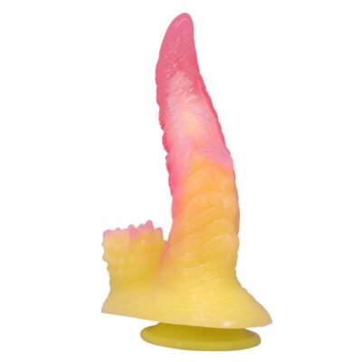 81855 POWER MONSTERS - RIPPLIED MONSTER FANTASY DILDO WITH SUCTION CUP 22.5 CM Ø 5.5 CM PINK & YELLOW
