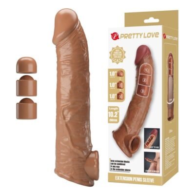 82935 PRETTY LOVE - ADJUSTABLE PENIS EXTENSION SLEEVE 26 CM Ø 4 CM NATURAL