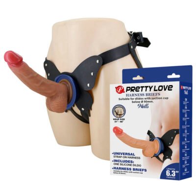 83647 PRETTY LOVE - YETI STRAP-ON HARNESS WITH SUCTION DILDO FLESH