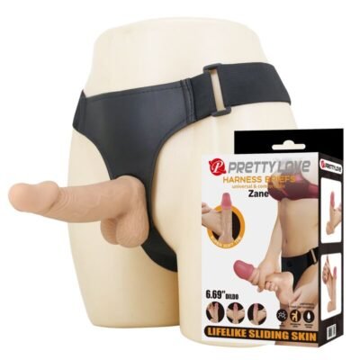83874 PRETTY LOVE - ZANE HARNESS WITH FLEXIBLE DILDO 17 CM Ø 4.3 CM NATURAL