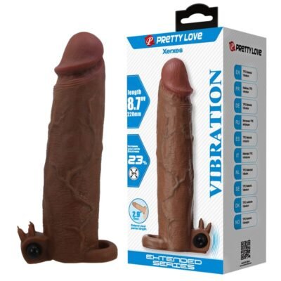83964 PRETTY LOVE - XERXES VIBRATING PENIS SLEEVE 22 CM Ø 4.5 CM BROWN