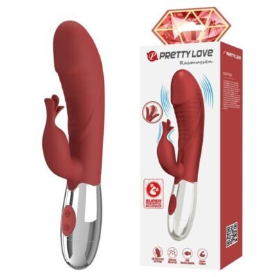 83974 PRETTY LOVE - ROSEWOOD RABBIT VIBRATOR 30 FUNCTIONS USB RECHARGEABLE RED