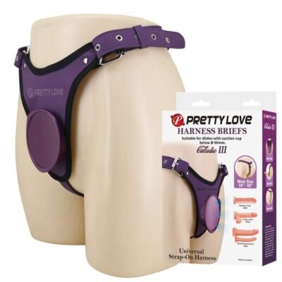 PRETTY LOVE - UNIVERSAL STRAP-ON HARNESS BRIEFS PURPLE AND BLACK