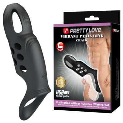 83913 PRETTY LOVE - CRAIG RECHARGEABLE VIBRATING PENIS RING BLACK