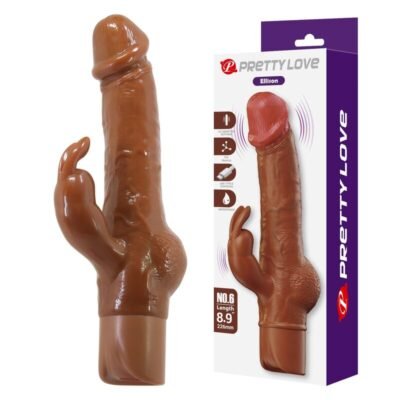 83986 PRETTY LOVE - ELLISON REALISTIC RABBIT VIBRATOR 22.6 CM Ø 4.2 CM BROWN