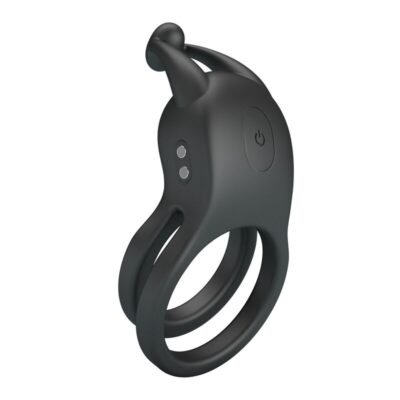 PRETTY LOVE - GOODWIN RECHARGEABLE DOUBLE VIBRATING COCK RING BLACK