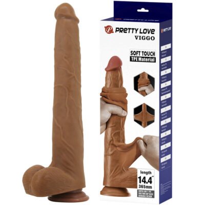 83702 PRETTY LOVE - VIGGO REALISTIC SOFT-TOUCH SKIN-SLIDING DILDO 36,5 CM BROWN